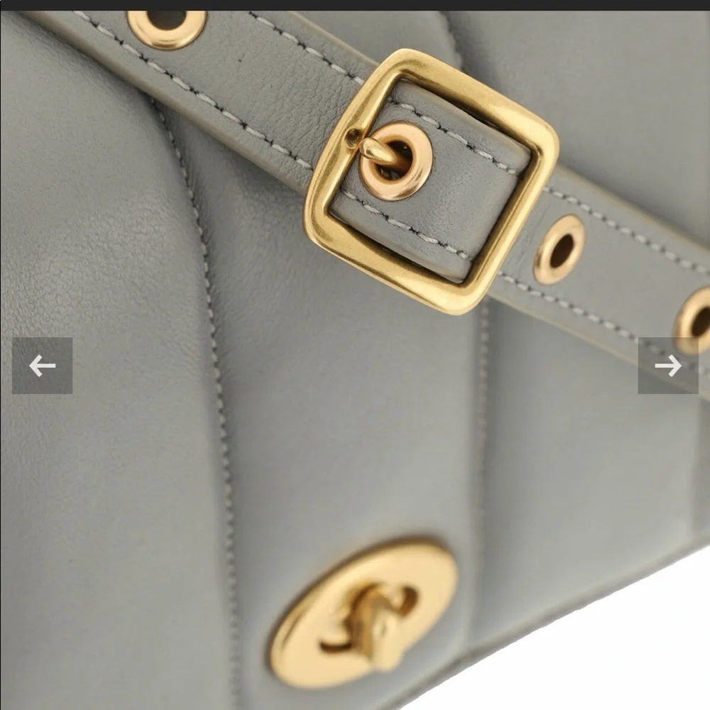 Coach Originals Quilted Turnlock Convertible Dinky 18 Leather Bag Granite Grey